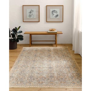 Margaret 5 ft. 3 in. x 7 ft. 10 in. Gray Damask Washable Indoor/Outdoor Area Rug