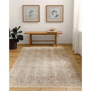 Margaret 9 ft. x 13 ft. 1 in. Navy/Taupe Medallion Washable Indoor/Outdoor Area Rug