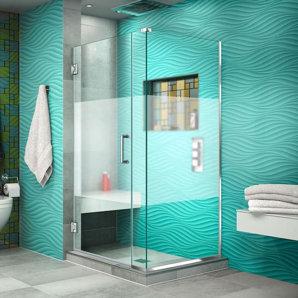 DreamLine Unidoor Plus 30-3/8 in. x 35-1/2 in. x 72 in. Frameless Hinged Corner Shower Enclosure in Chrome