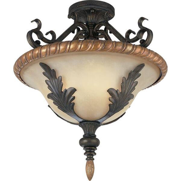 Progress Lighting Provence Collection Old Iron Crackle 3-light Semi-flushmount-DISCONTINUED