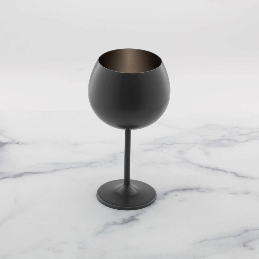 Set of 4 Black Stainless Steel 18oz Wine Glasses