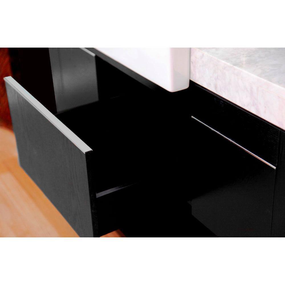 Black Oak Single Freestanding Vanity with White Marble Top