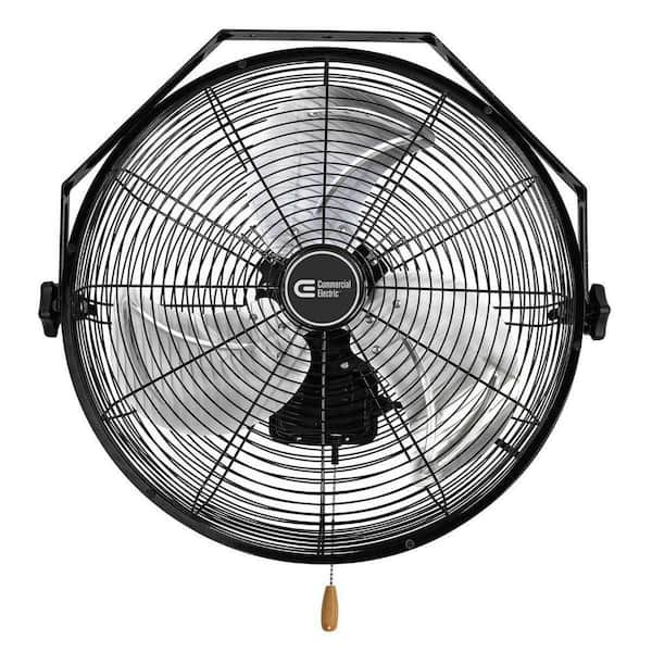 18 in. 3-Speed Wall Mount Fan in Black with Tiltable Head and 10 ft. Power Cord