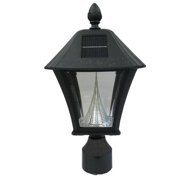 GAMA SONIC Baytown Solar Outdoor Black Post Light with Bright-White LEDs and 3 in. Fitter Mount