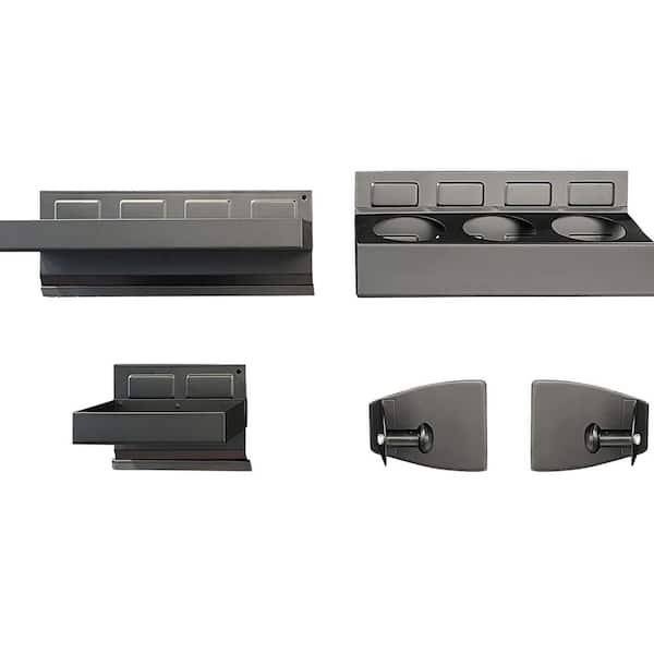 Black Stainless Steel Magnetic Tool Tray Organizer Set for Garage Workshop Cabinet Side Shelf Storage 4 Piece