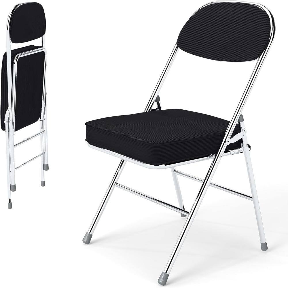 Portable Stackable Commercial Folding Padded Thick Seat, Durable Corduroy Fabric, 650 lbs, 2-Pack, Black price history on PriceWatchPro