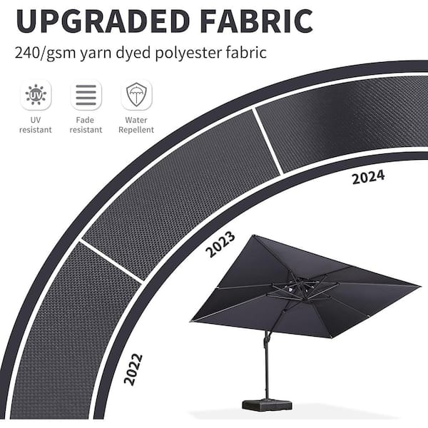 9 ft. x 12 ft. Double Top Outdoor Aluminum 360° Rotation Cantilever Patio Umbrella in Gray