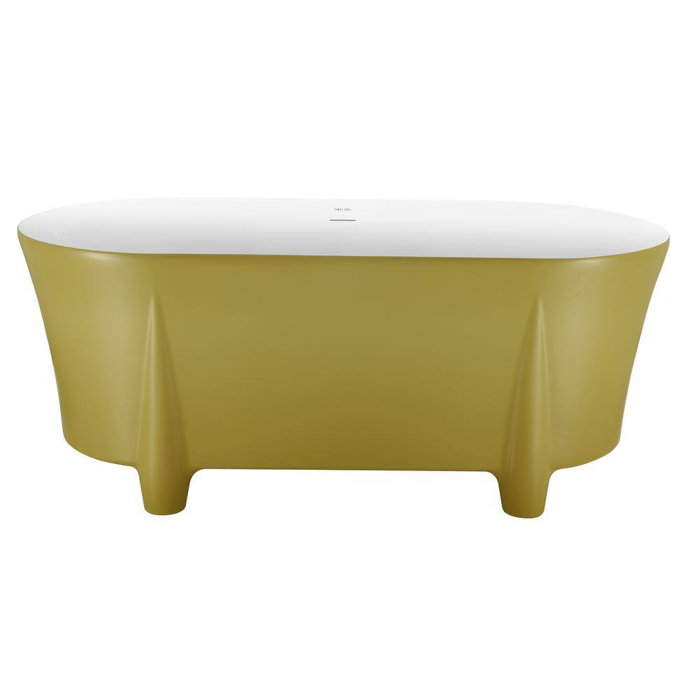 CASAINC 59" Acrylic Clawfoot Nonwhirlpool Freestanding Bathtub in Gold