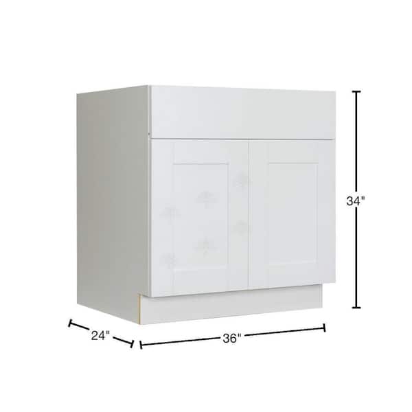 LIFEART CABINETRY Anchester Assembled 36x34.5x24 in. Base Cabinet with 2-Door and 1-Drawer in Classic White