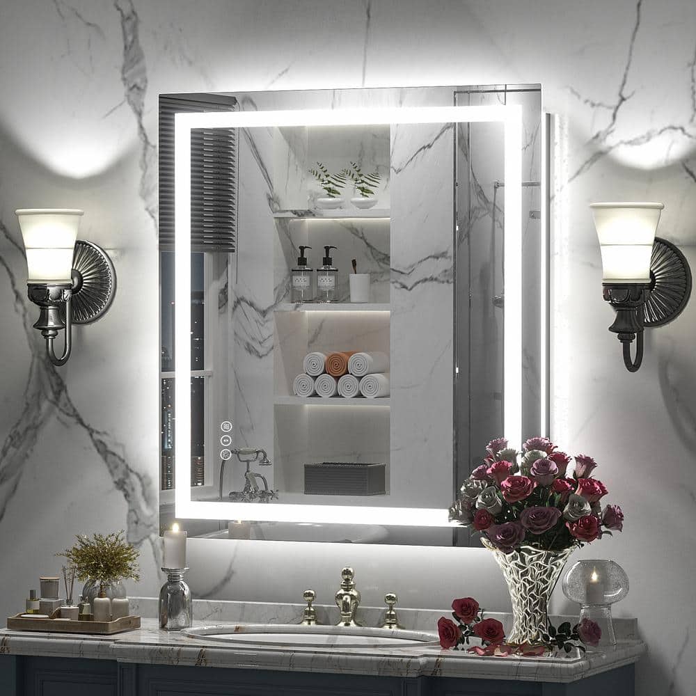 28 in. W x 32 in. H Rectangular Frameless Front and Back LED Lighted Anti-Fog Tempered Glass Wall Bathroom Vanity Mirror price history on PriceWatchPro