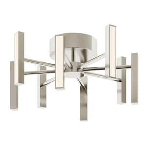 Indra 16 in. 7-Light Satin Nickel LED Semi-Flush Mount