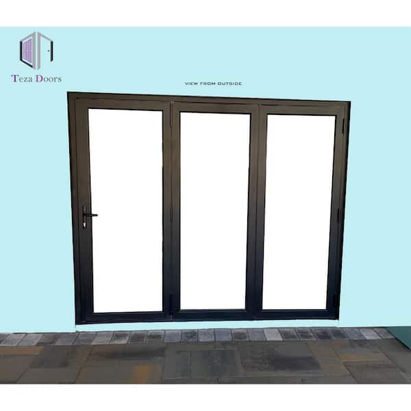 TEZA DOORS 96 in. x 96 in. Black Aluminum Right Swing/Outswing Folding Patio Door