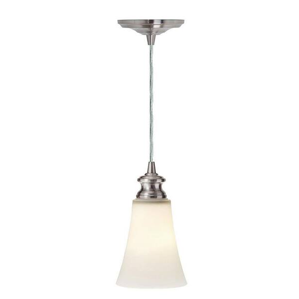 Home Decorators Collection Instant 1-Light Satin Opal and Brushed Nickel Hardwire Pendant