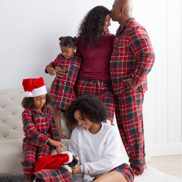 Red Plaid Shorts Pajama Set 