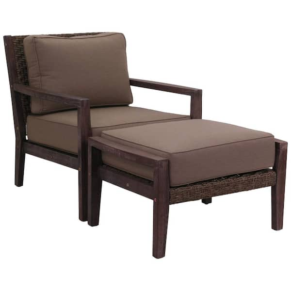 Courtyard Casual Bridgeport II 2-Pieces wood Club and Ottoman Includes: 1-Club Chair and 1 Ottoman