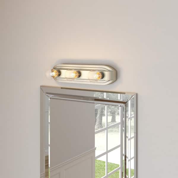 Raceway 18 in. 3-Light Brushed Nickel Retro Vanity Light