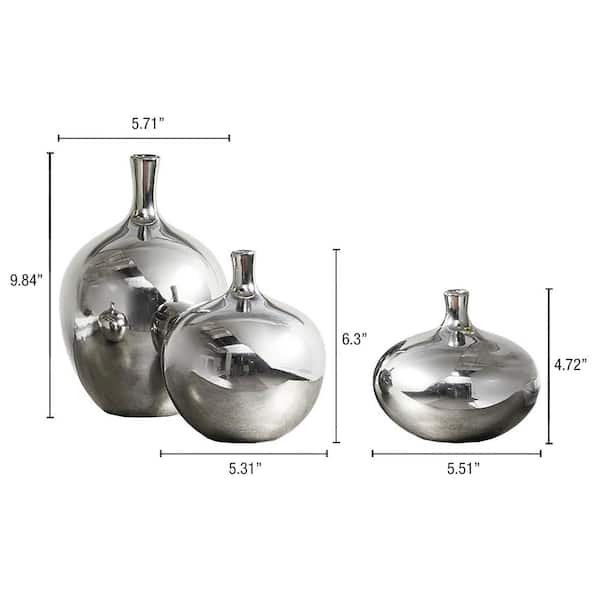 MADISON PARK Signature Ansen 3-Piece Silver Mirrored Ceramic