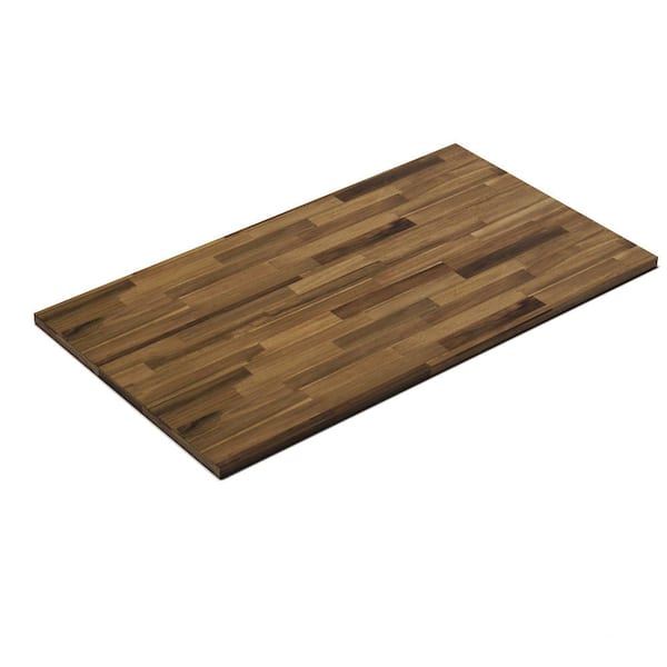Interbuild 6.2 ft. L x 40 in. D, Acacia Butcher Block Countertop Island in Brown with Square Edge