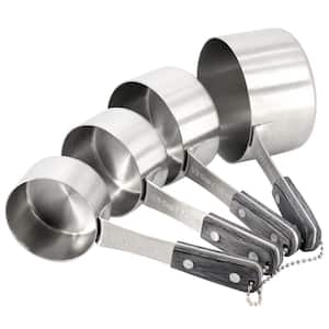 Blakeley 4 Piece Stainless Steel Measuring Cup Set in Dark Gray with Wood Handles