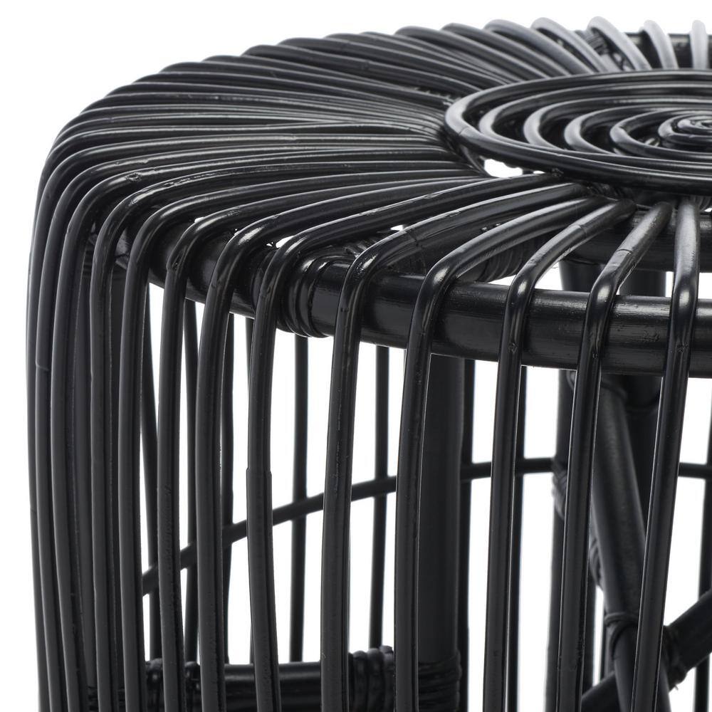 Jabez Black Rattan Round Accent Table