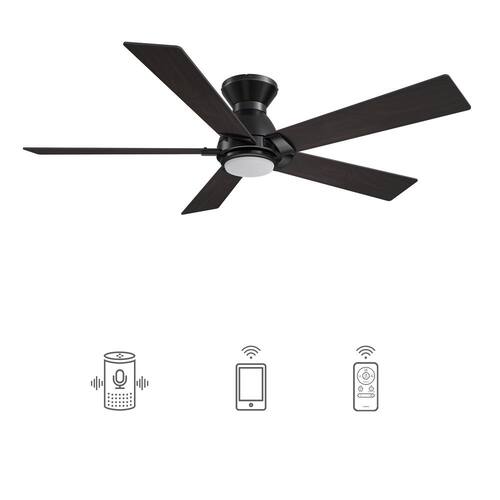 Aspen 48 in. Dimmable LED Indoor/Outdoor Black Smart Ceiling Fan with Light and Remote, Works with Alexa/Google Home Lighting