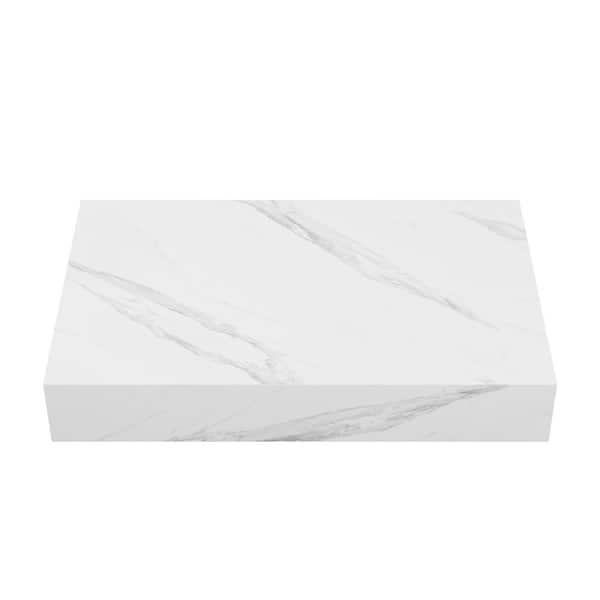 Swiss Madison Monaco 36 in. Floating Composite Stone Bathroom Shelf in Glossy White