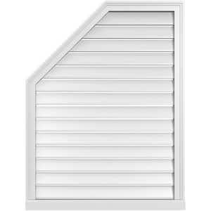 32 in. x 42 in. Octagonal Surface Mount PVC Gable Vent: Functional with Brickmould Sill Frame