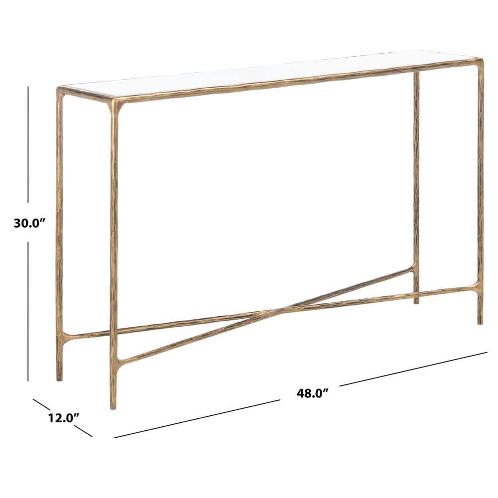 Evelynn Aristocratic Airy Glamour 48'' Brass & White Marble Console Table