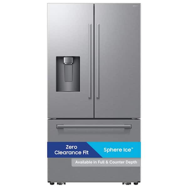 36 in. 29 cu. ft. Standard Depth 3-Door French Door Refrigerator in Stainless Steel w/Zero Clearance Fit and Sphere Ice