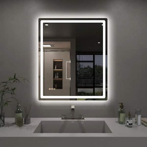 Eira 30 in. W x 36 in. H Round Corner Rectangular Frameless Wall Mount LED Bathroom Vanity Mirror in Polished Crystal