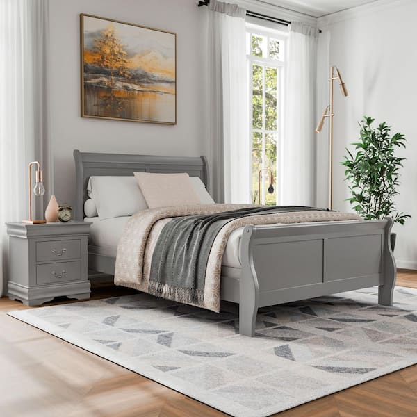 Burkhart II 2-Piece Gray Wood Full Bedroom Set with Nightstand