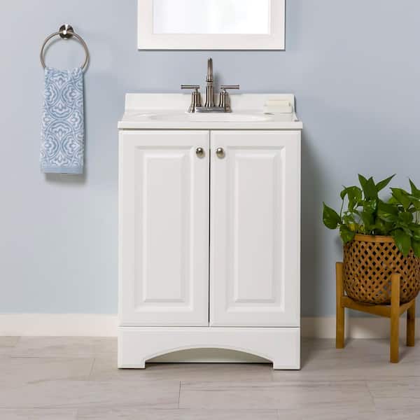 25 in. Single Sink White Bath Vanity with Cultured Marble Top (Assembled)