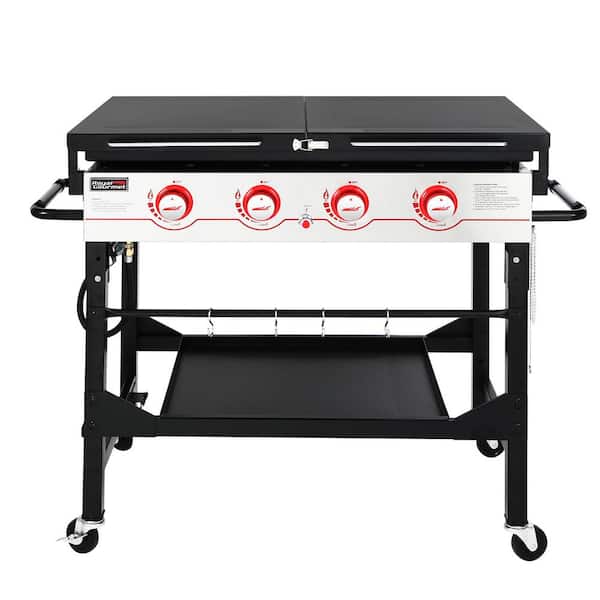 Royal Gourmet GB4000F 36 in. 4-Burner Propane BBQ Grill in Black Flat Top Gas Griddle with Top Cover Lid, for Large Outdoor Camping - 2