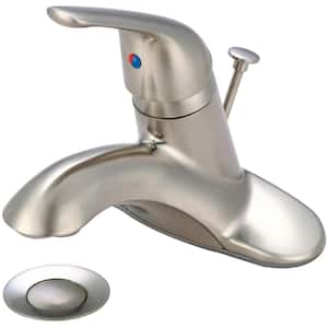 Elite 4 in. Centerset Single-Handle Bathroom Faucet with 50/50 Drain in Brushed Nickel