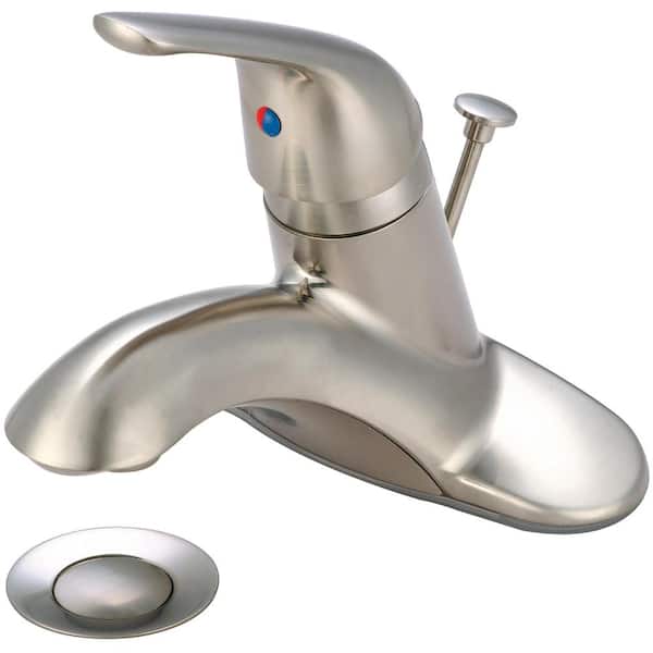 Unbranded Elite 4 in. Centerset Single-Handle Bathroom Faucet with 50/50 Drain in Brushed Nickel
