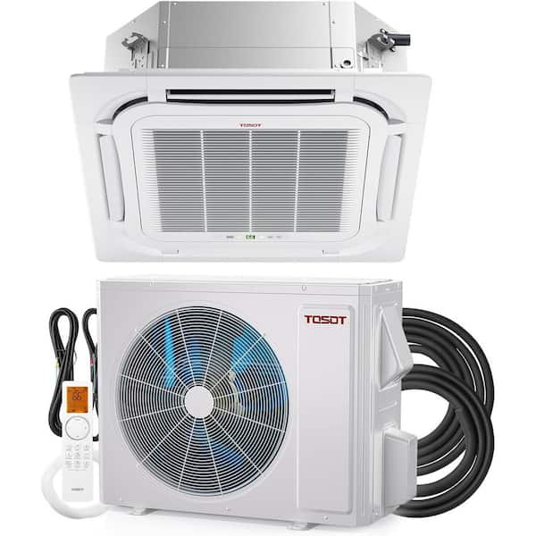 36K BTU Ceiling Cassette Mini Split Air Conditioner 230-Volt High-Efficiency Cooling & Heating WiFi Quiet Energy-Saving