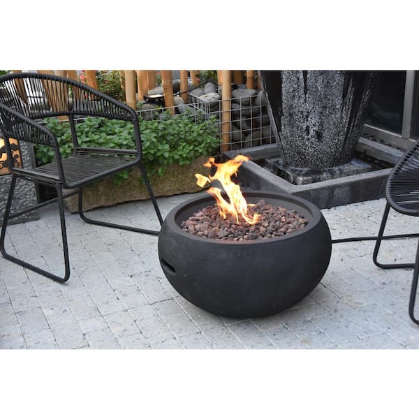 Meestal vee twist Modeno York 26.8 in. Round Concrete Natural Gas Fire Bowl in Baroque Black  OFG115-NG - The Home Depot