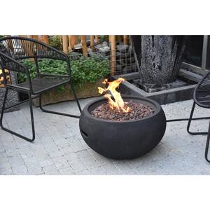 York 26.8 in. Round Concrete Natural Gas Fire Bowl in Baroque Black