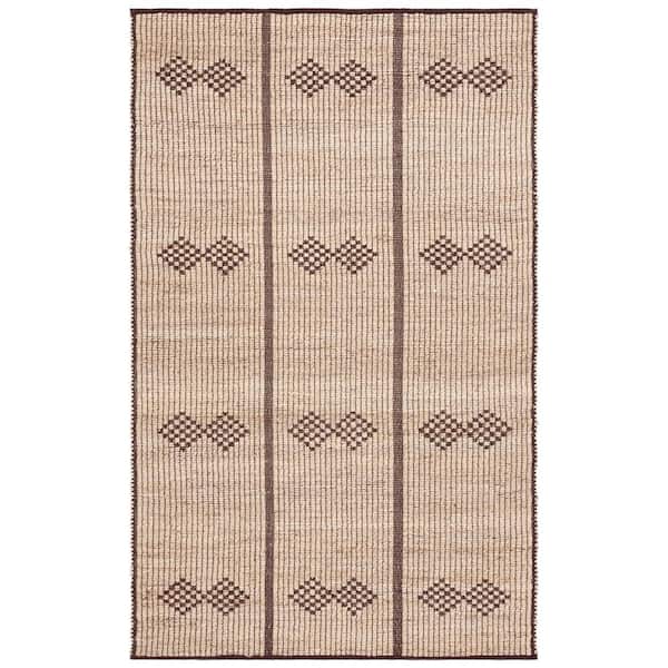 SAFAVIEH Natural Fiber Beige/Brown 6 ft. x 9 ft. Diamond Striped Area Rug