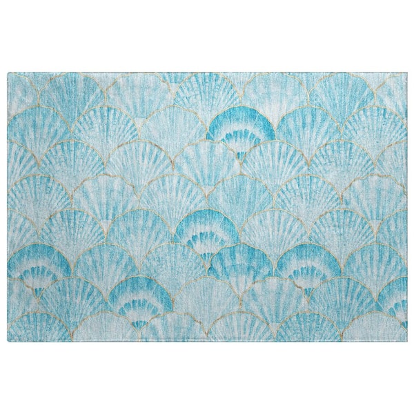 Dream Shag Premium Machine Washable Abstract ADS181 Aqua 2 ft. x 3 ft. Accent Rug