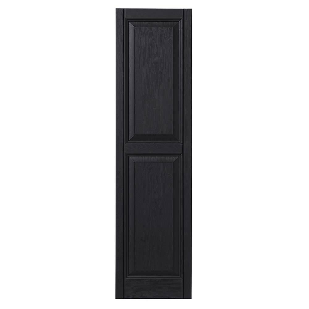 Ply Gem 12 in. x 59 in. Raised Panel Polypropylene Shutters Pair in Black