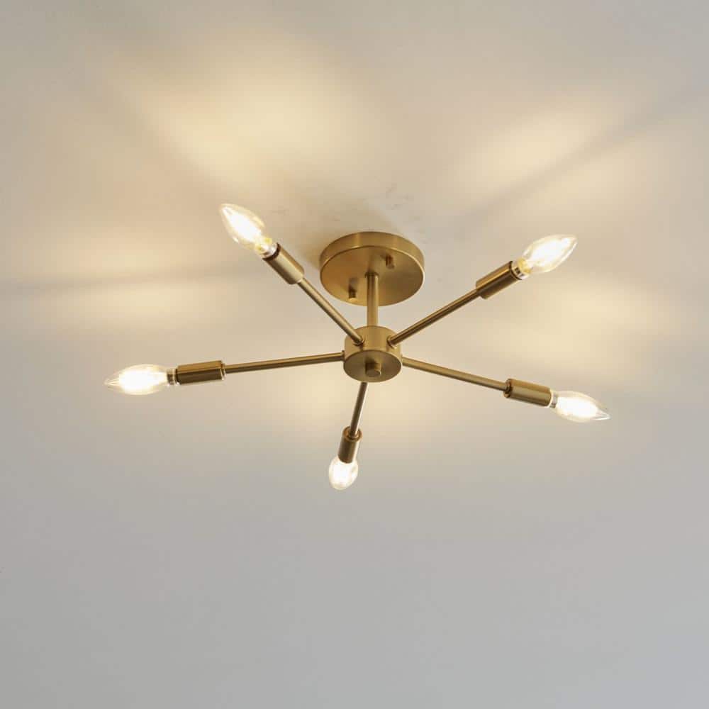 Brushed Bronze 5-Light Semi-Flush Mount Ceiling Fixture