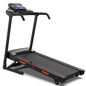 3.5 HP Black Steel Foldable Electric Treadmill with Safety Key, LCD Display, Pad/Phone Holder, APP Support and Inclines
