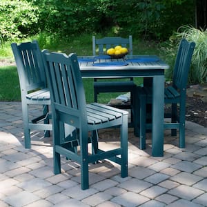 Lehigh Nantucket Blue 5-Piece Recycled Plastic Square Outdoor Balcony Height Dining Set