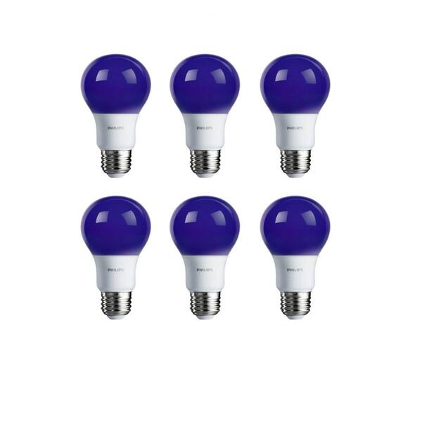 Philips 60-Watt Equivalent A19 Non-Dimmable Purple LED Colored Light Bulb (6-Pack)