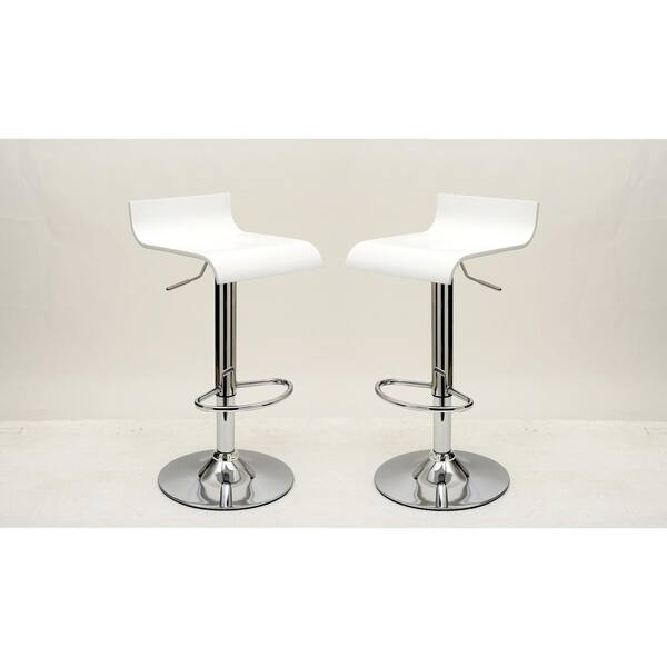 Manhattan Comfort Practical Ludlow White Bar Stool with Height Adjustability (Set of 2)