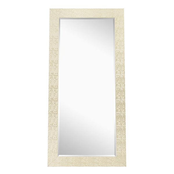 HOMESTOCK Gold 31.5 in. W x 65.5 in. H Mosaic Style Full Length Mirror Standing Hanging or Leaning, Modern Framed Mirror