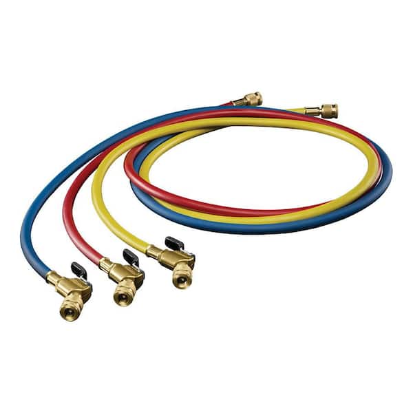 Tri-Color 60 in. Ball Valve End Hoses for HVAC (Set of 3)