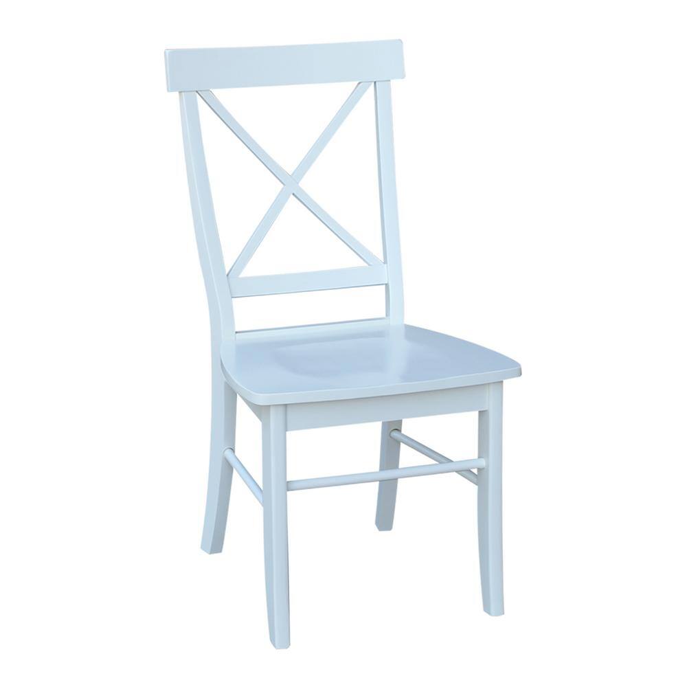 White High Cross Back Solid Wood Side Chair