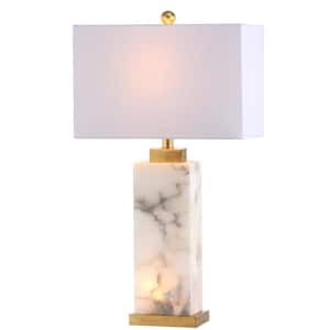 Elizabeth 27.5 in. Alabaster LED Table Lamp, White/Gold Leaf